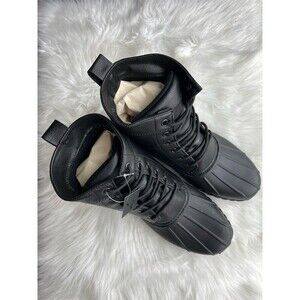 🆕 London Fog Collection Men's Seth Duck Boots Black Waterproof Lace-Up Size 13